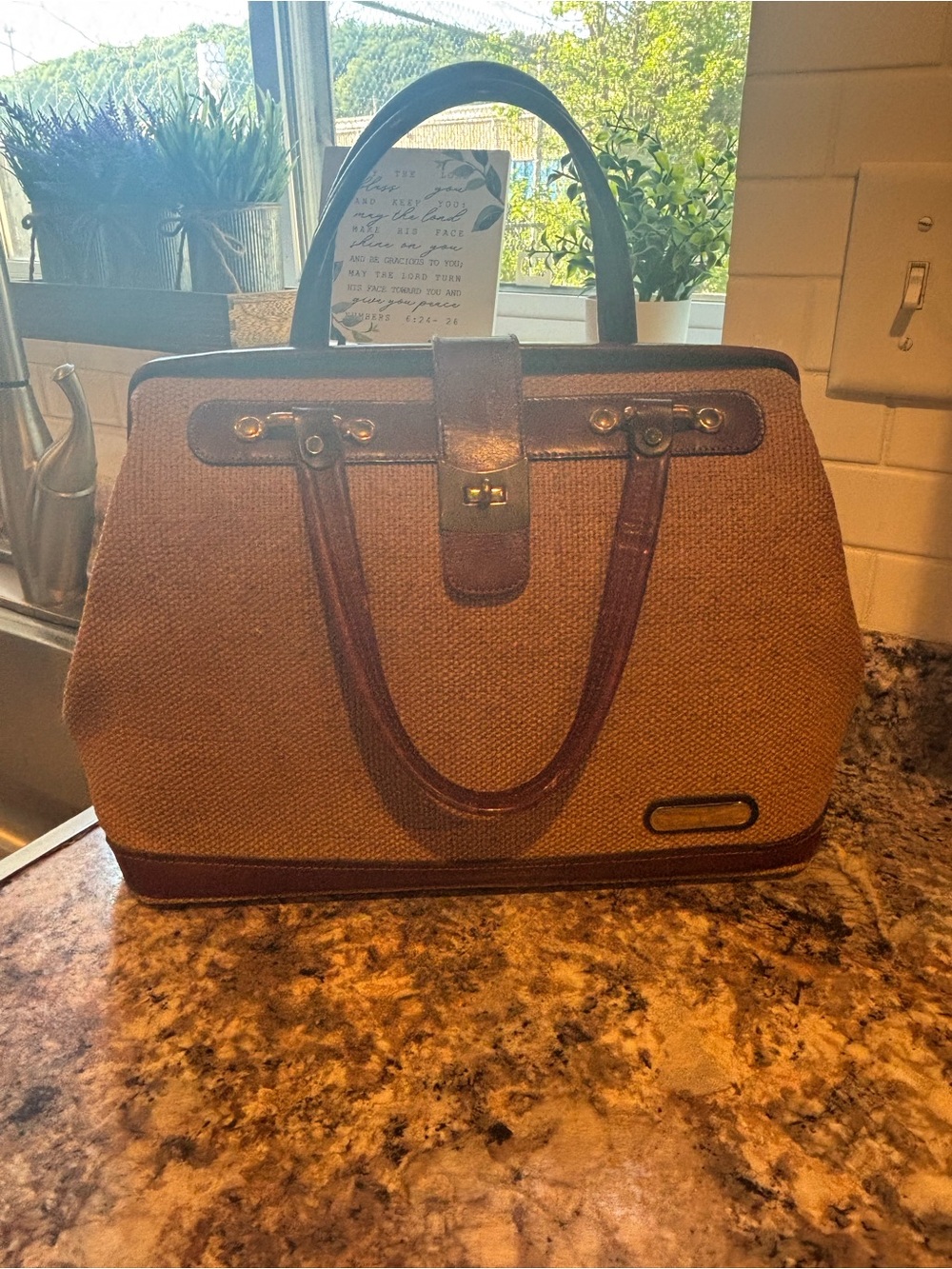 Vintage Best & Co Fifth Ave New York Brown Woven Purse with Gold Hardware